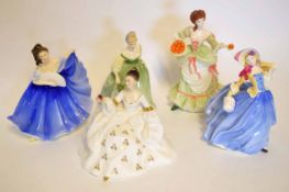 Group of five Royal Doulton figurines including Autumn Breezes, made for Michael Doulton