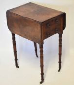 19th century mahogany work table, two drop flaps, typically fitted on either side with drawers and