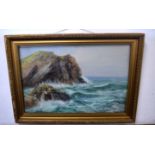 Reginald Sherrin, signed gouache, West Country coastal scene, 49 x 74cm