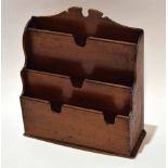 Early 20th century mahogany waterfall stationery holder with three compartments, width 23cm