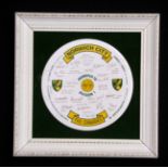 Norwich City F C mounted ceramic plate to commemorate promotion to Division 1 (1981-1982)