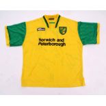 Norwich City F C "Norwich & Peterborough" shirt, signed by Ken Nethercott, Ron Ashman, Terry Bly,