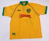 Norwich City F C "Colman's" shirt, signed by Roy McCronan, Matt Crowe, Jimmy Hill and others