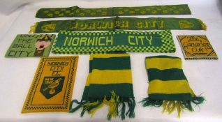 3 retro Norwich City F C scarfs etc