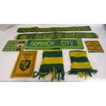 3 retro Norwich City F C scarfs etc