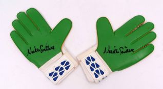 Pair of Sondico Goalkeeper gloves, signed by Neville Southall