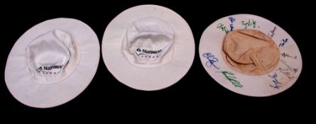 2 cricket hats obtained from NatWest final 2000 and also a further cricket hat signed by Tim Boon