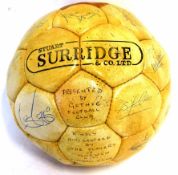 Norwich City F C football signed by players cica 1970's including Jimmy Bone