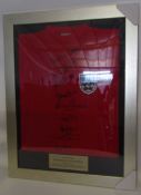 Framed England shirt signed by 1966 World Cup Winners as follows: