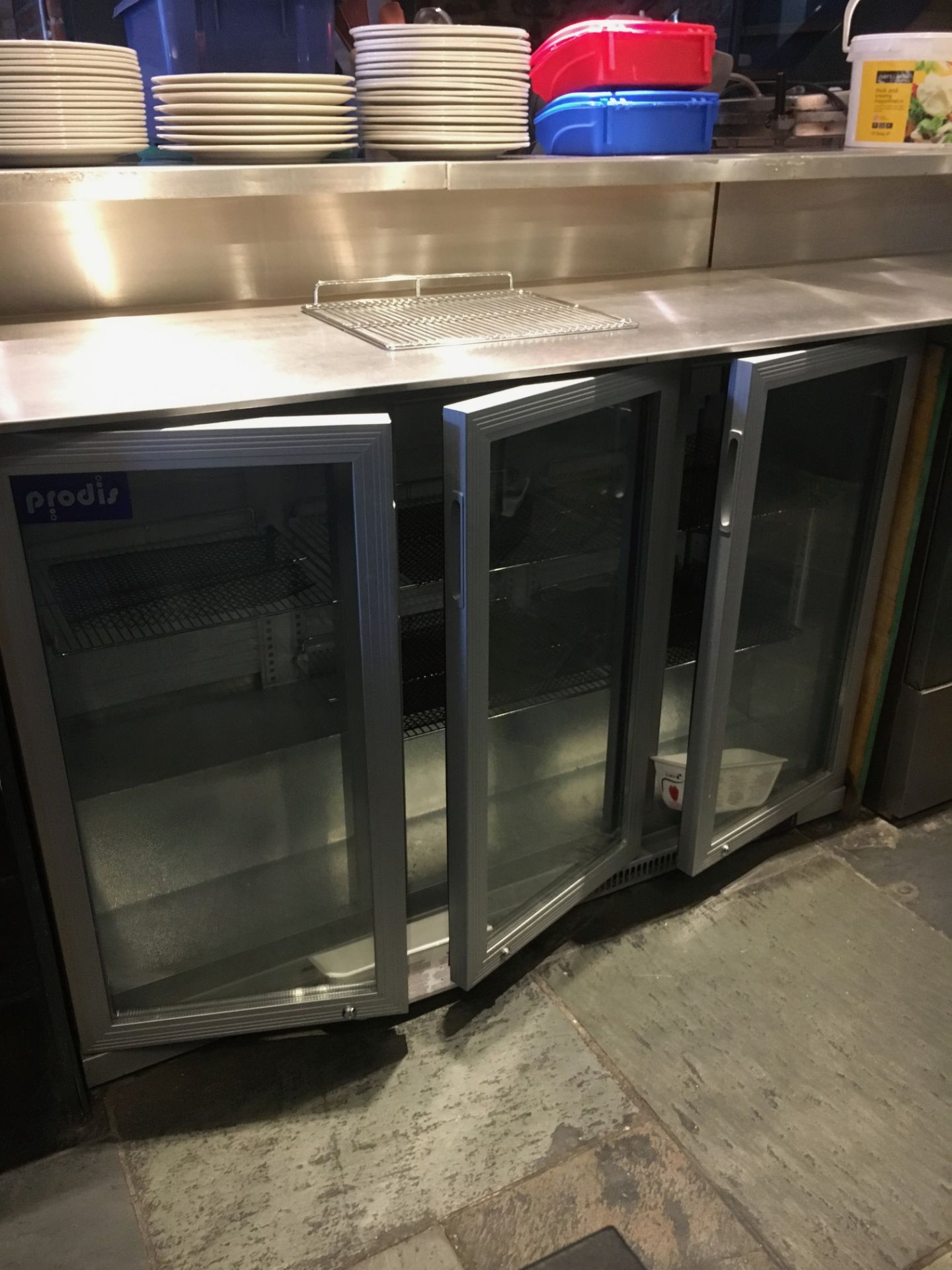 Prodis Undercounter glazed 3-door Fridge (silver exterior finish)