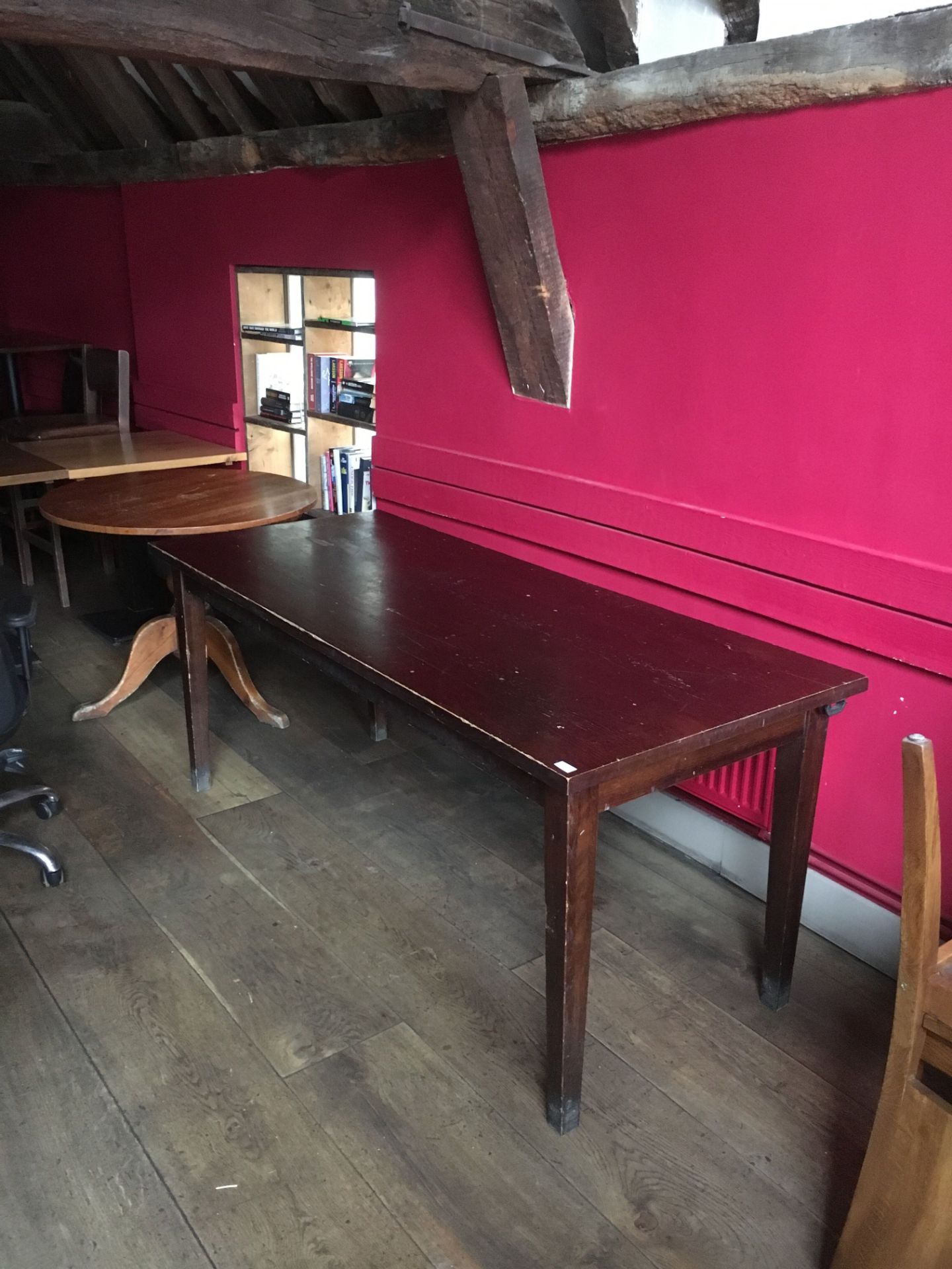 Rectangular solid wooden Table, approx 74.5cm x 180cm x 76cm.