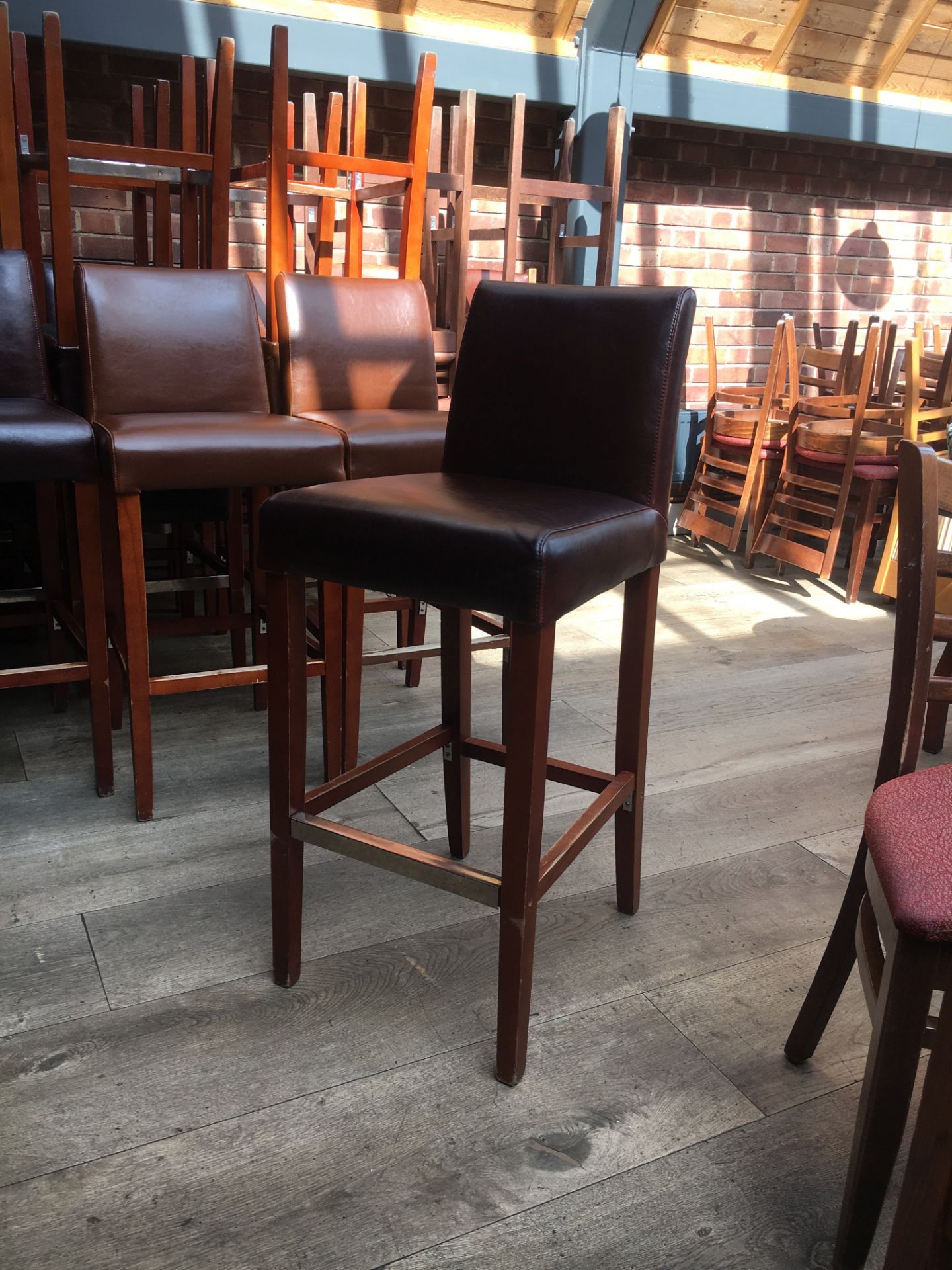 Upholstered high Bar Chair, in dark tan, approx height 76cm. - Image 2 of 2