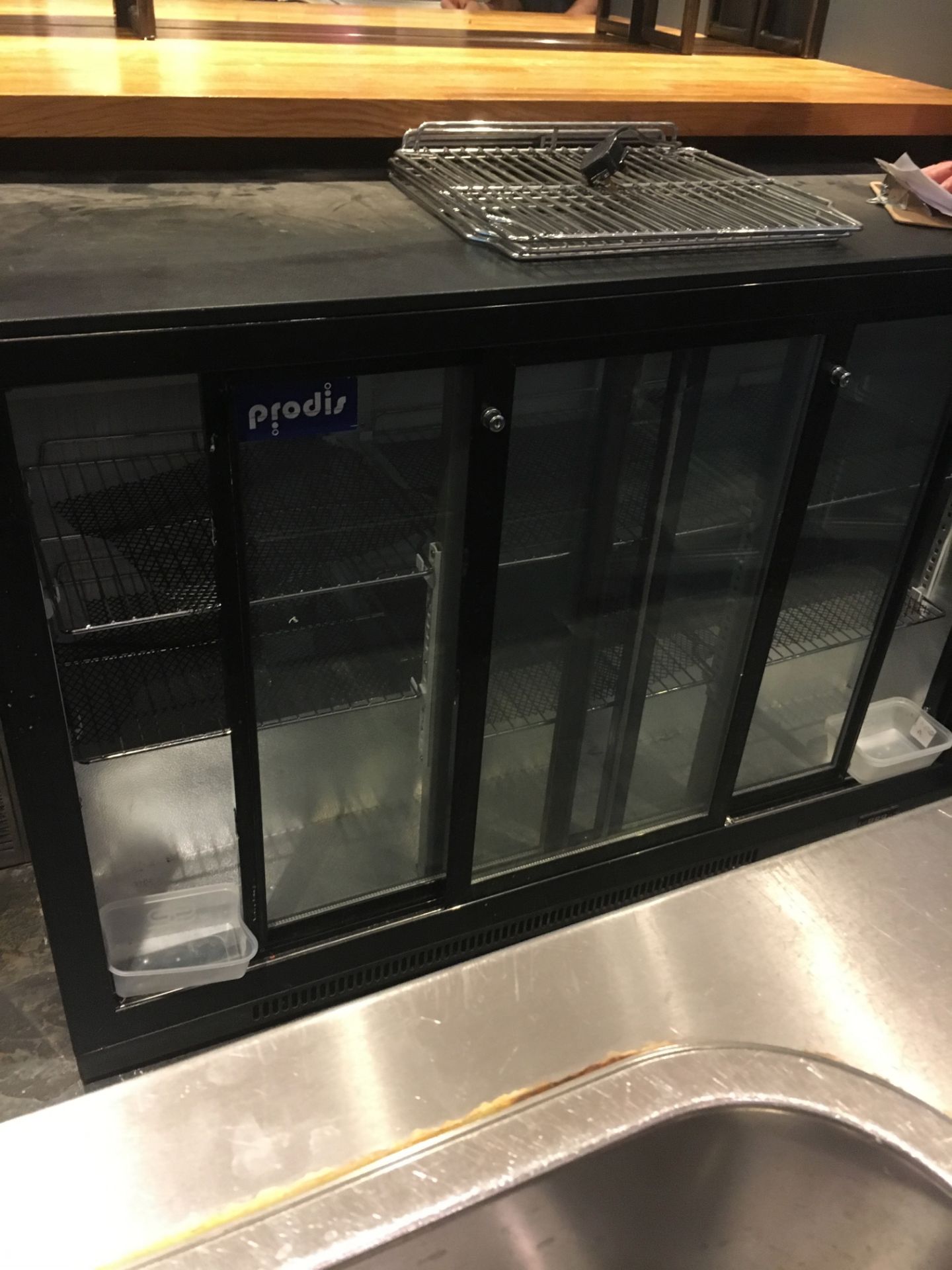 Prodis Undercounter glazed 3-door Fridge (black exterior finish)