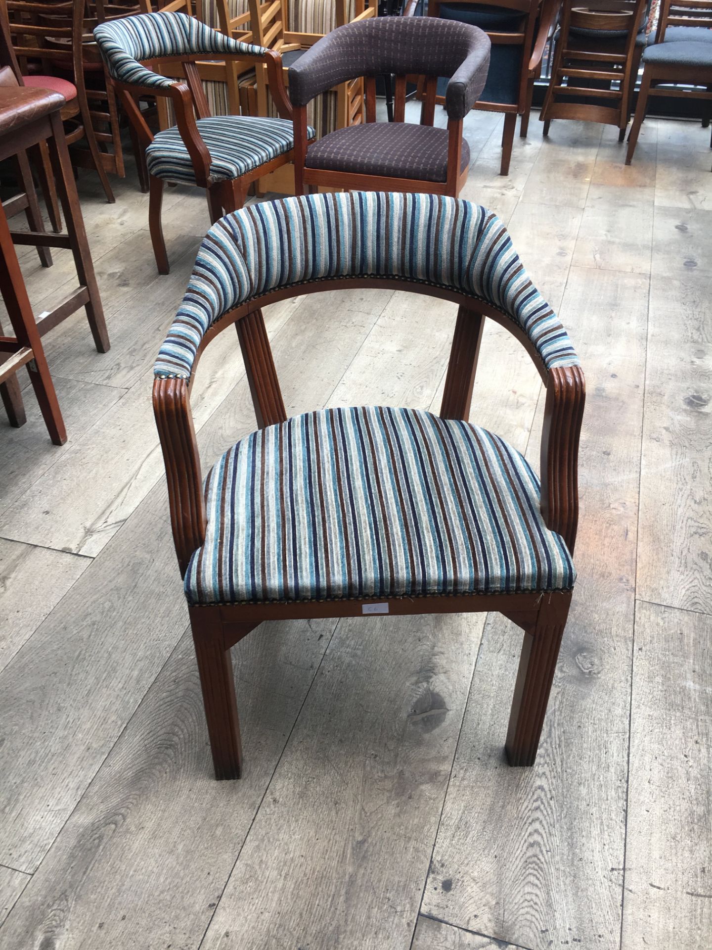 Upholstered Dining Chair, stripe pattern, height approx 46cm.