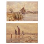 STEPHEN JOHN BATCHELDER (1849-1932) "Breydon Yarmouth" and "Acle Bridge" pair of watercolours,