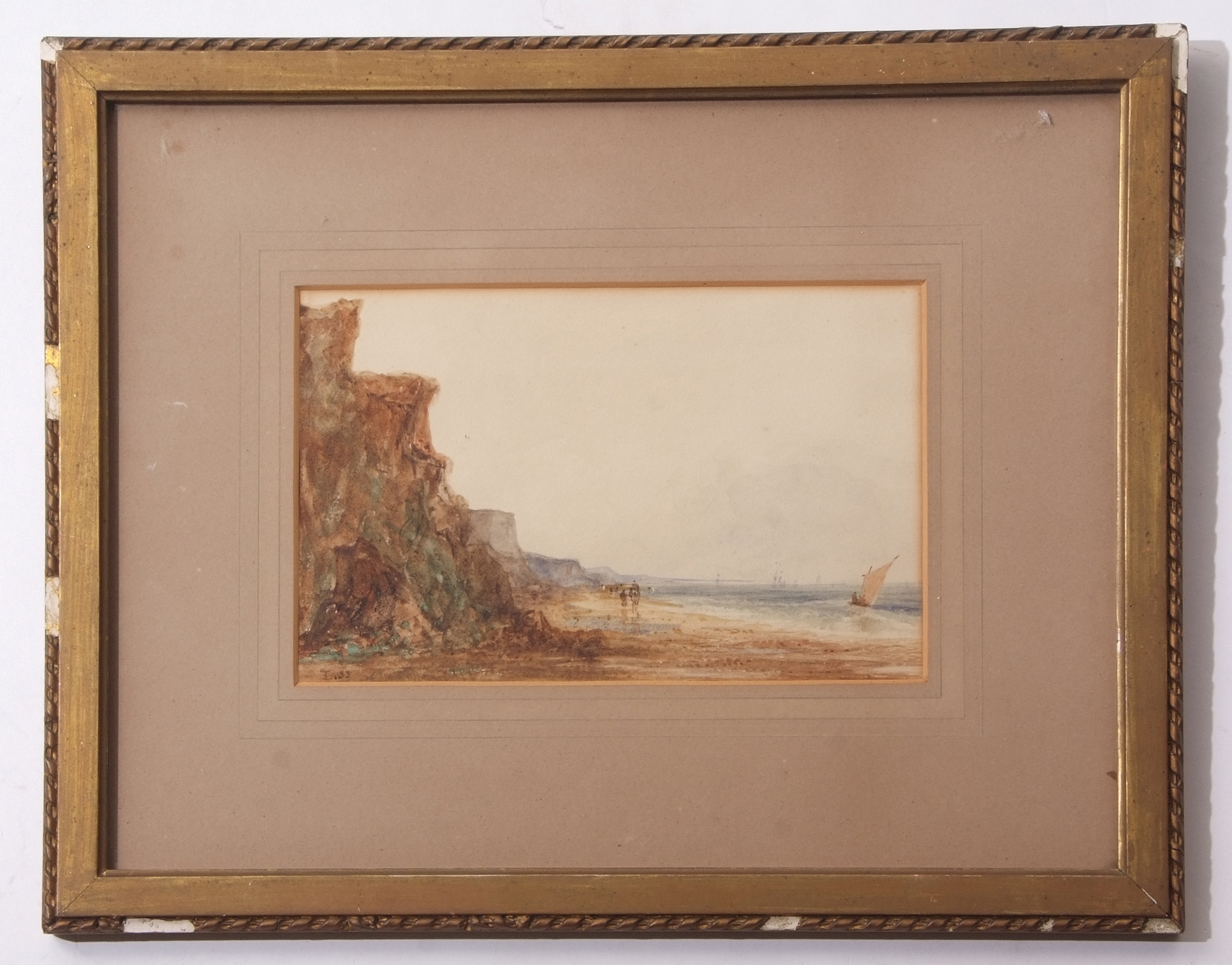 THOMAS LOUND (1801-1861) "Pakefield Beach" watercolour, monogrammed and dated 1833 lower left 14 x - Image 2 of 2