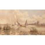 STEPHEN JOHN BATCHELDER (1849-1932) "Wroxham Broad" watercolour, signed lower left 34 x 60cm