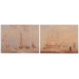 WILLIAM JOY (1803-1867) Seascapes pair of watercolours 17 x 24cms (2)