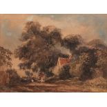 THOMAS LOUND (1803-1861) Country scene with horse and cart watercolour, monogrammed and dated 1835