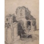 JOHN SELL COTMAN (1782-1842) "Ruined Castle" pencil drawing 25 x 20cm Provenance: Charles Nichols;