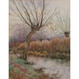 GILBERT BAIRD FRASER (1866-1947)Fenland river scene watercolour, signed and dated 94 lower right