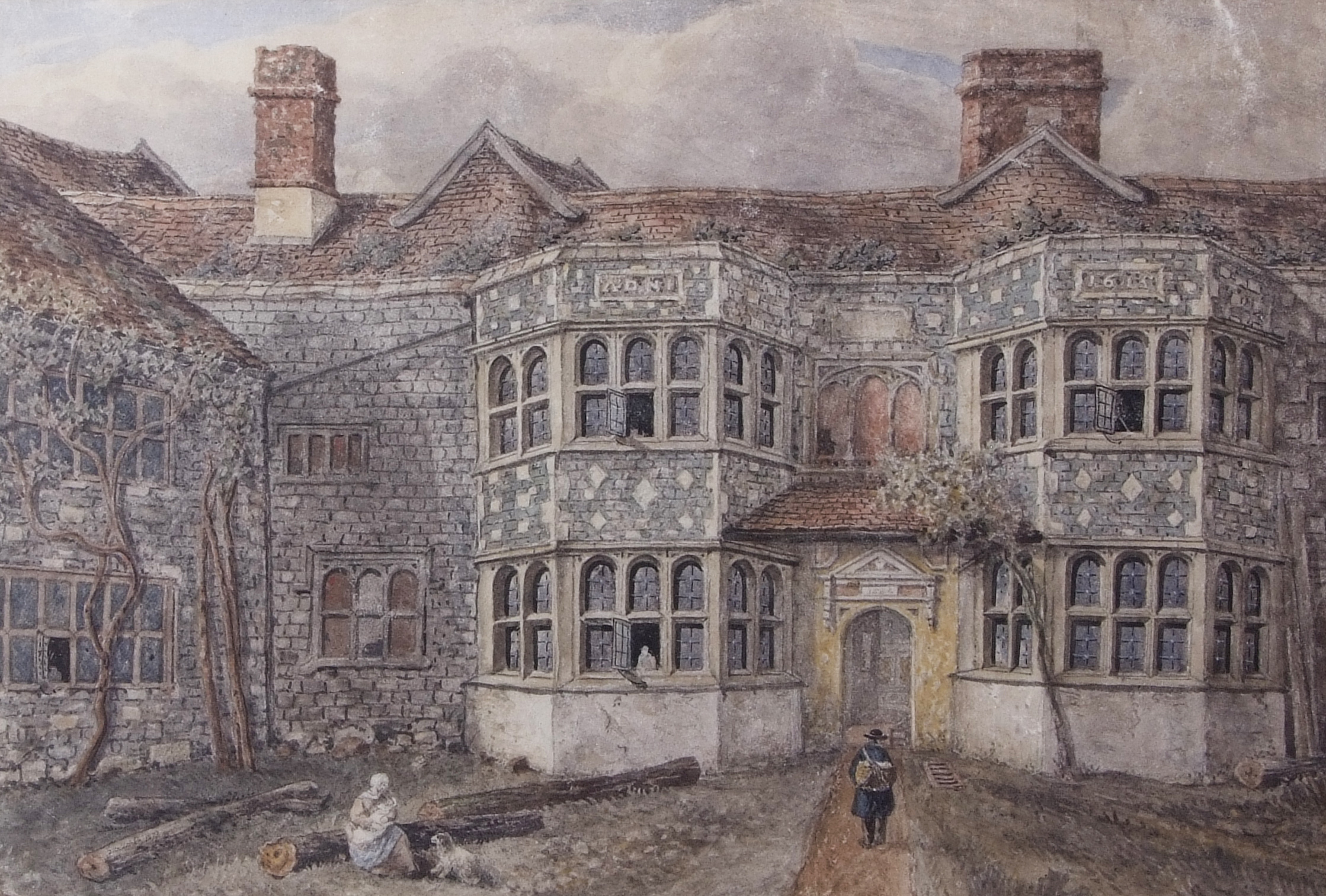 JAMES GEORGE ZOBELL (1791-1879) "Bishop's Palace, Norwich" watercolour, signed and dated 1873 to log