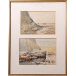 CHARLES HARMONY HARRISON (1842-1902) Cromer beach scenes two watercolours in one frame, both