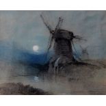 HENRY BRIGHT (1810-1873) Mill by moonlight pastel, initialled lower left 20 x 24cm