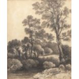GEORGE FROST OF IPSWICH (1734-1821) Wooded landscape charcoal drawing 33 x 27cm