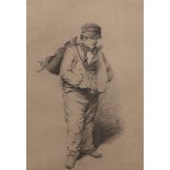 ALFRED STANNARD (1806-1889) "The Carpenter's Boy" pencil drawing 32 x 22cms
