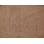 JOHN SELL COTMAN (1782-1842) "Bawsey Church interior" pencil drawing, inscribed with title 16 x 22