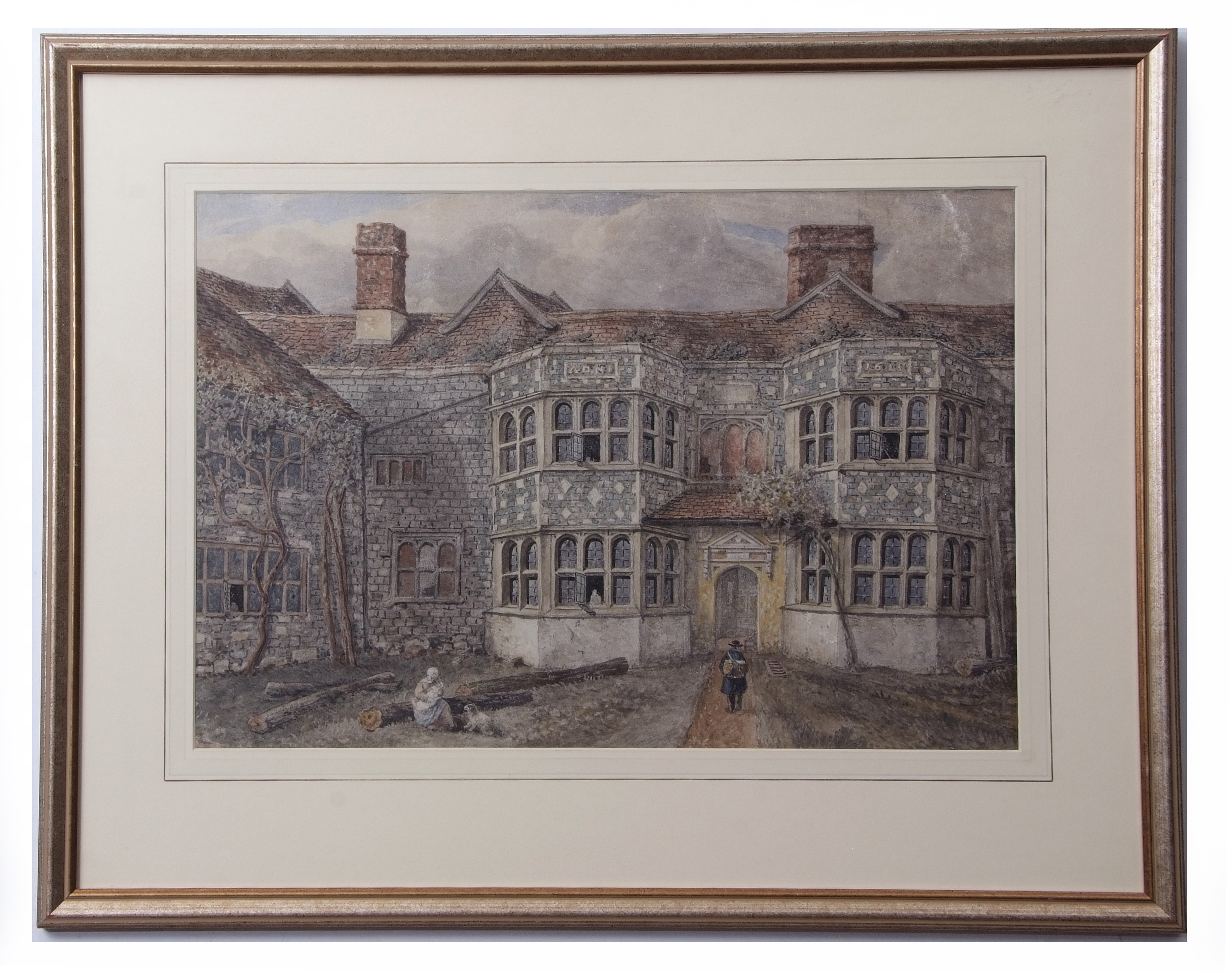 JAMES GEORGE ZOBELL (1791-1879) "Bishop's Palace, Norwich" watercolour, signed and dated 1873 to log - Image 2 of 2