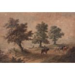 JAMES GEORGE ZOBELL (1791-1879) Country scene with figure on horse with cattle watercolour 20 x 29cm
