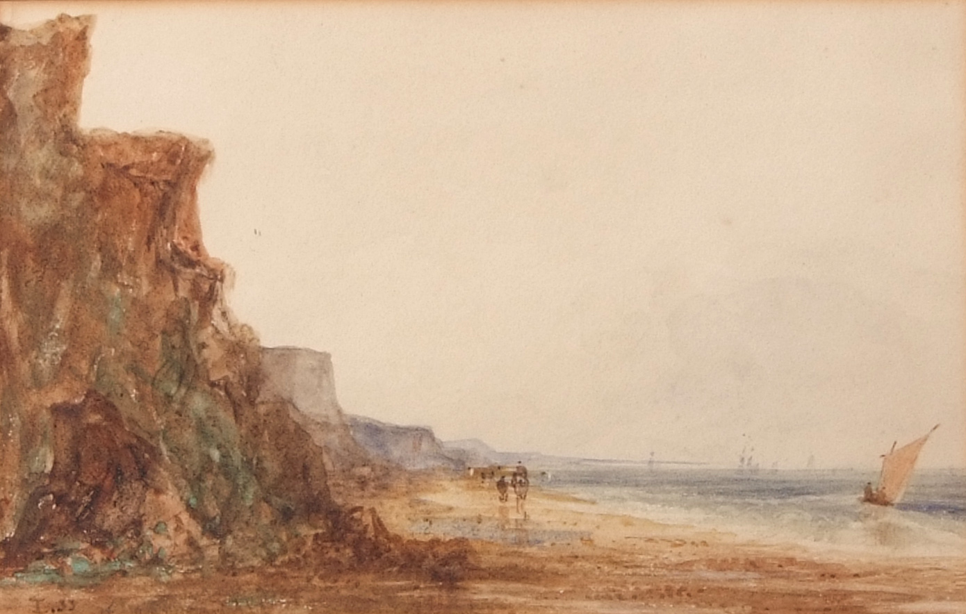 THOMAS LOUND (1801-1861) "Pakefield Beach" watercolour, monogrammed and dated 1833 lower left 14 x