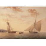 WILLIAM JOY (1803-1867) Sailing vessels close to shore watercolour41 x 58cms Provenance: Mandell's