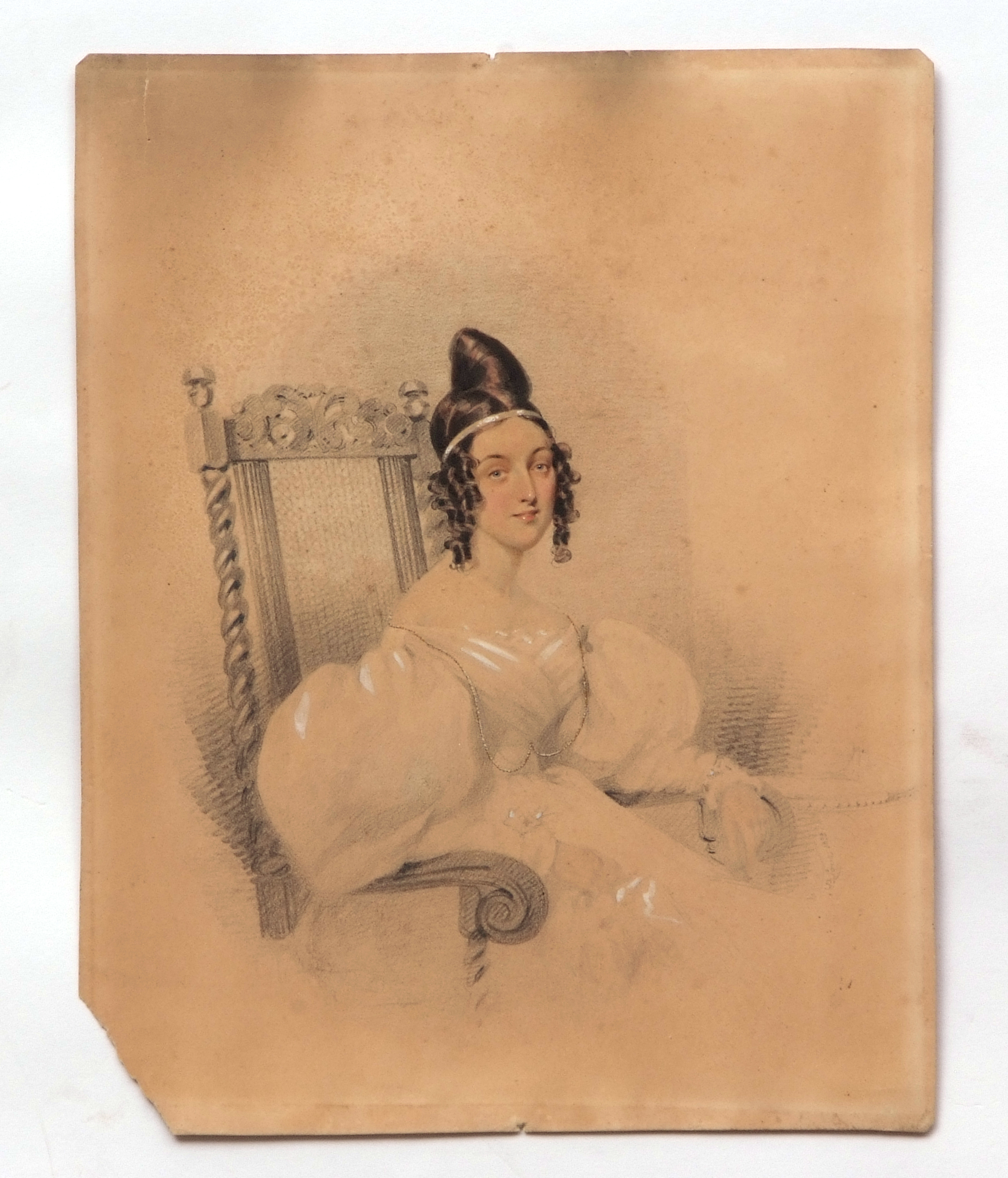 HORACE BEEVOR LOVE (1800-1838, BRITISH) Half-length portrait of a seated lady watercolour, signed