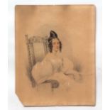 HORACE BEEVOR LOVE (1800-1838, BRITISH) Half-length portrait of a seated lady watercolour, signed