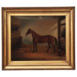 CORNELIUS JANSEN WALTER WINTER (1817-1891) Horse and dog in stable interior oil on canvas, signed