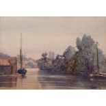 JOSEPH WEST (born 1882) "River Waveney, Beccles" watercolour, signed lower right 24 x 34cm