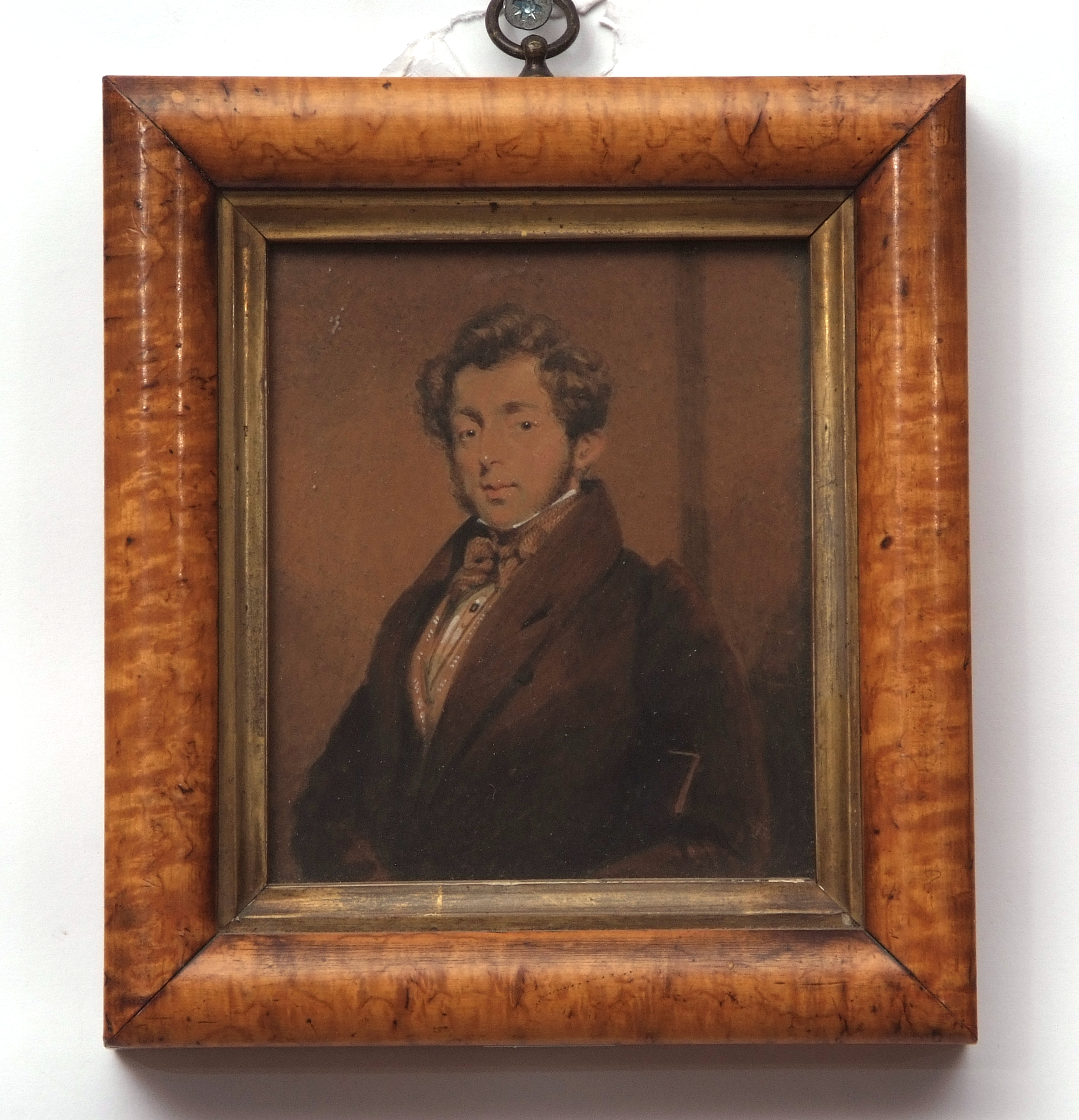 HORACE BEEVOR LOVE (1800-1838) Portrait of a young gent watercolour 12 x 10cms, maple framed - Image 2 of 2