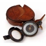 Early 20th century prismatic compass, Negretti & Zambra - London, of typical patinated and lacquered