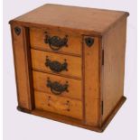 Victorian light oak table top apprentices chest in the form of a Wellington chest with two locking