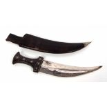 20th century Indian horn handled dagger with aluminium inlaid handle and polished blade stamped "