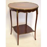 Italian reproduction circular occasional table inlaid in the centre with a panel of foliage, plain