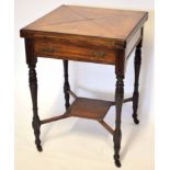 Late Victorian rosewood envelope card table inlaid with panels of neo-classical marquetry and with