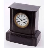 Late 19th century black marble mantel clock, Crotte & Julian - Cannes, the break front plinth shaped