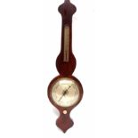 Late 19th century rosewood onion top wheel barometer, unsigned, with single scale silvered alcohol