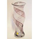 Tall Murano glass vase with swirled design in alternative colours of brown and white with Murano