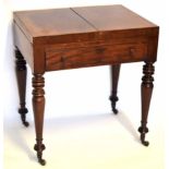 Early 19th century mahogany architect's or draughtsman's desk, the top with two lifting flaps and