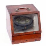 Mid-20th century mahogany cased and gimballed marine compass, H Hughes & Sons Ltd - London, the